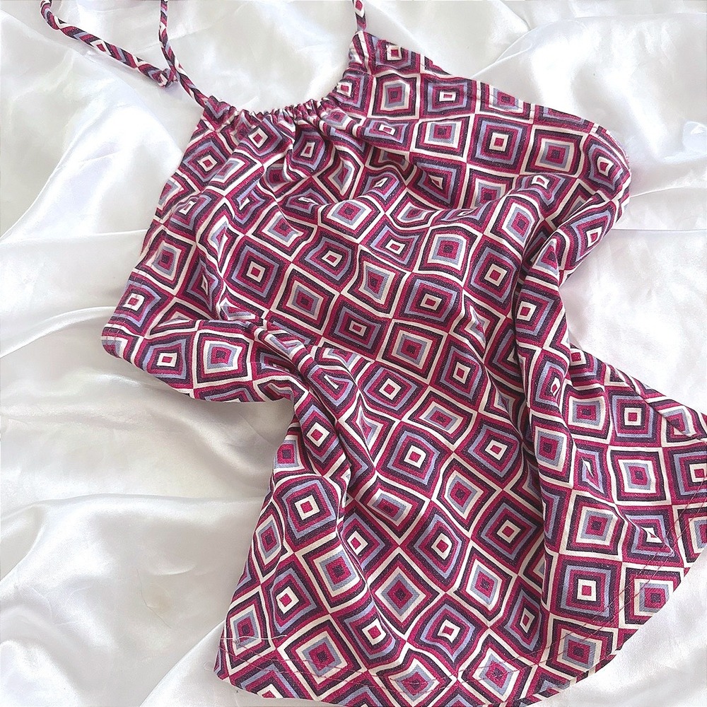 Rue21 Options Womens Geometric Diamond Print Halter Top Red Purple Size M